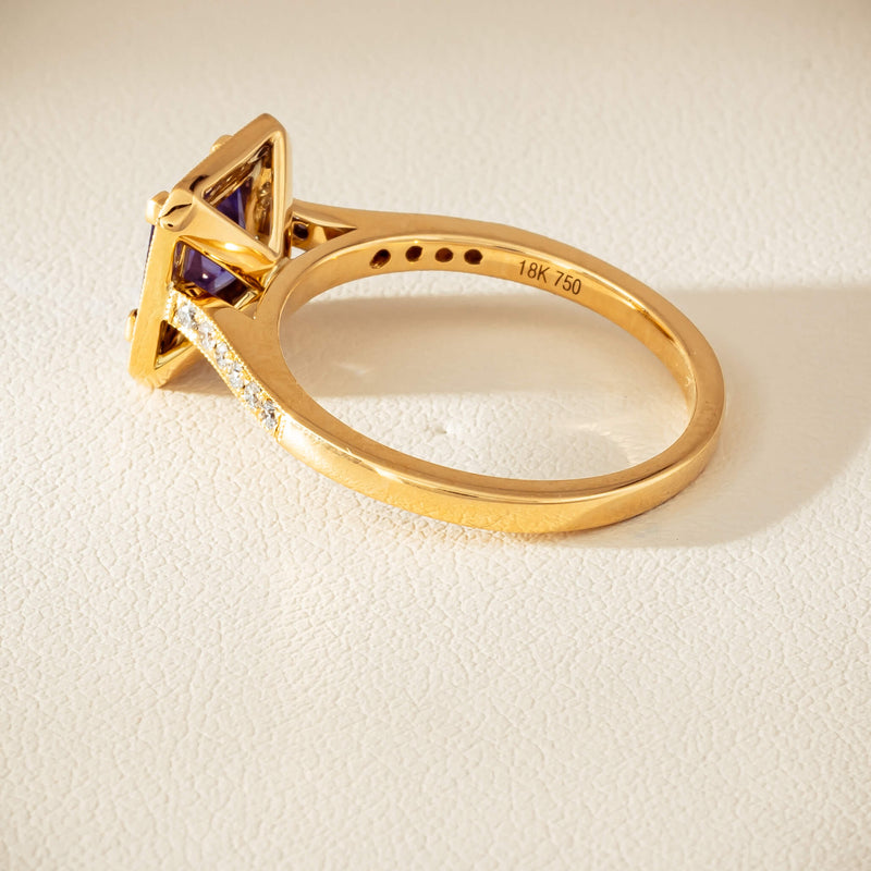 18ct Yellow Gold 1.15ct Tanzanite & Diamond Mandalay Ring - Ring - Walker & Hall