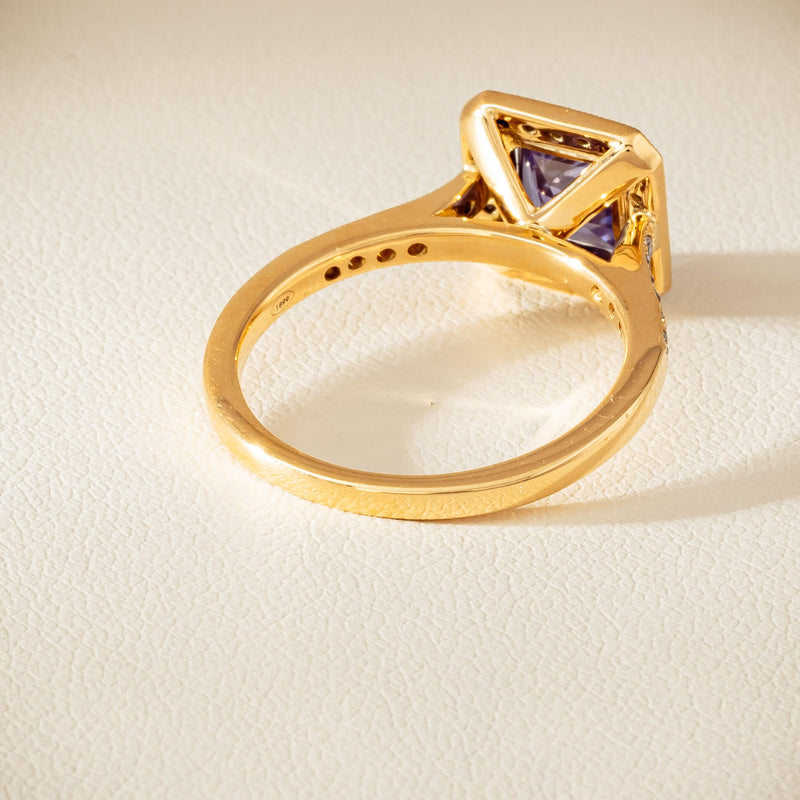 18ct Yellow Gold 1.15ct Tanzanite & Diamond Mandalay Ring - Ring - Walker & Hall