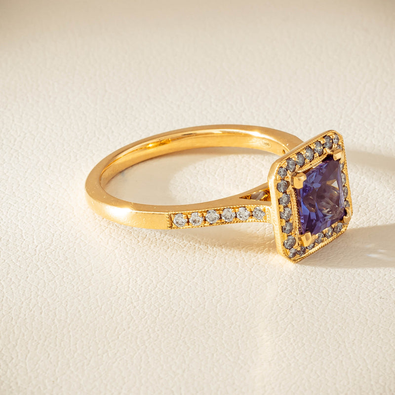 18ct Yellow Gold 1.15ct Tanzanite & Diamond Mandalay Ring - Ring - Walker & Hall