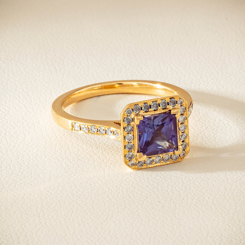 18ct Yellow Gold 1.15ct Tanzanite & Diamond Mandalay Ring - Ring - Walker & Hall