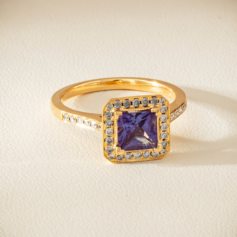 18ct Yellow Gold 1.15ct Tanzanite & Diamond Mandalay Ring - Ring - Walker & Hall