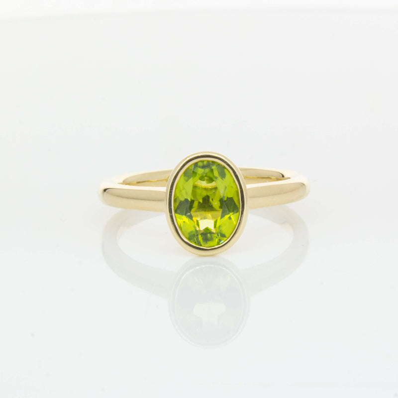 9ct Yellow Gold Peridot Rubover Set Ring - Ring - Walker & Hall