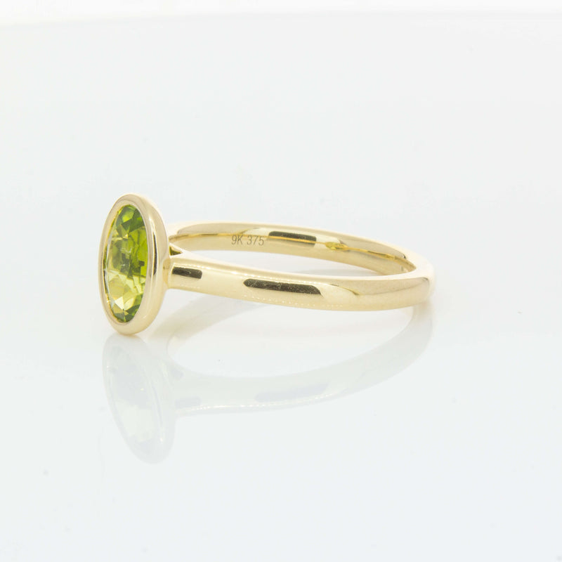 9ct Yellow Gold Peridot Rubover Set Ring - Ring - Walker & Hall