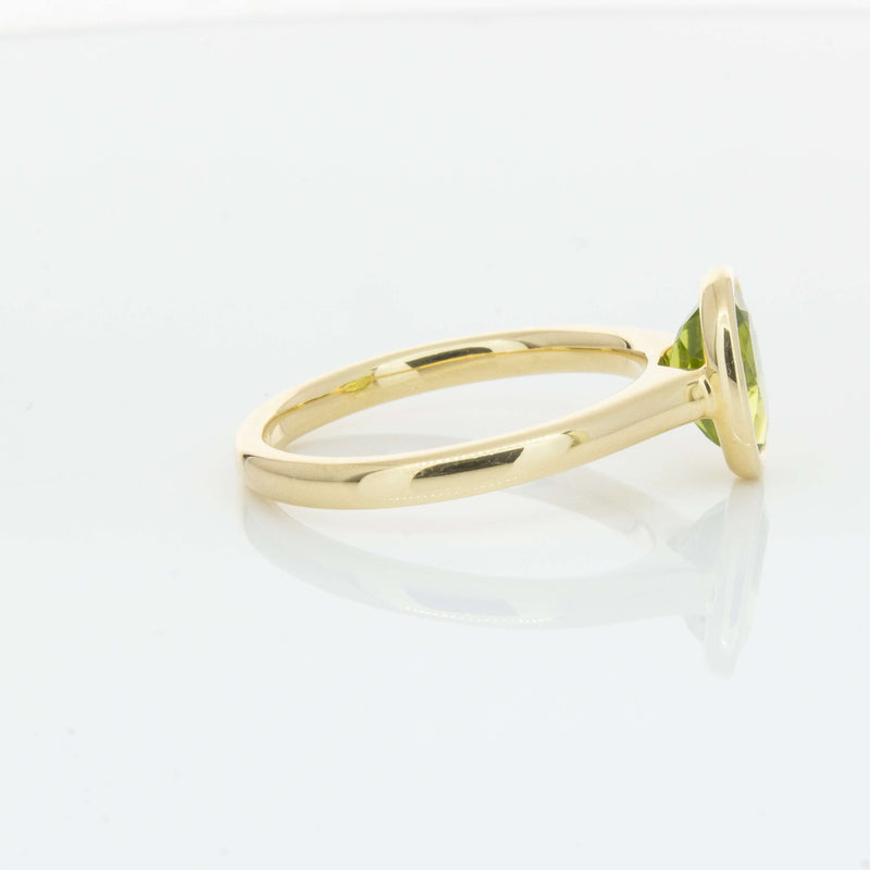 9ct Yellow Gold Peridot Rubover Set Ring - Ring - Walker & Hall
