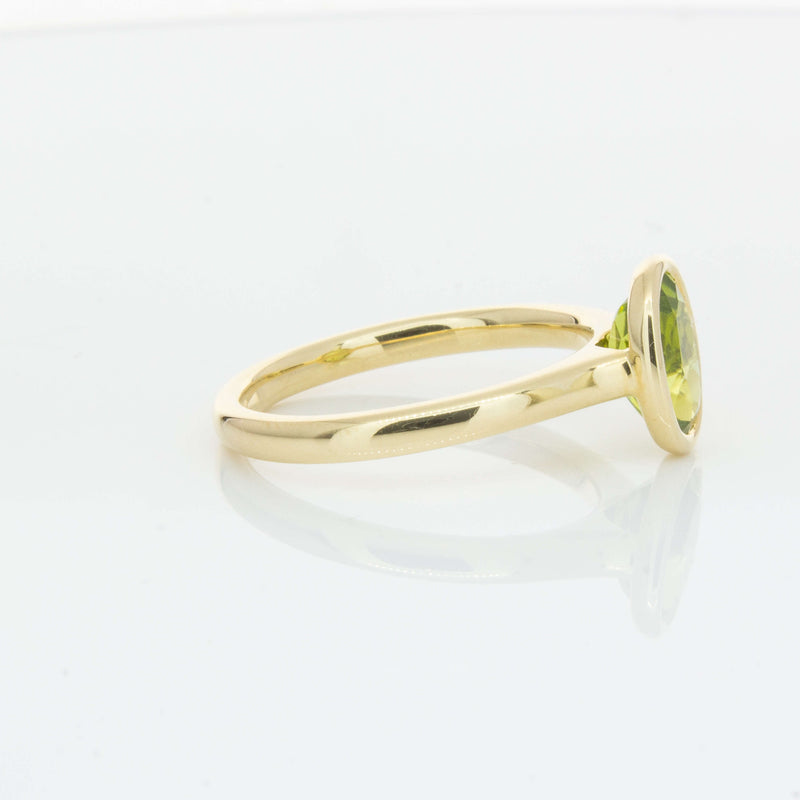 9ct Yellow Gold Peridot Rubover Set Ring - Ring - Walker & Hall