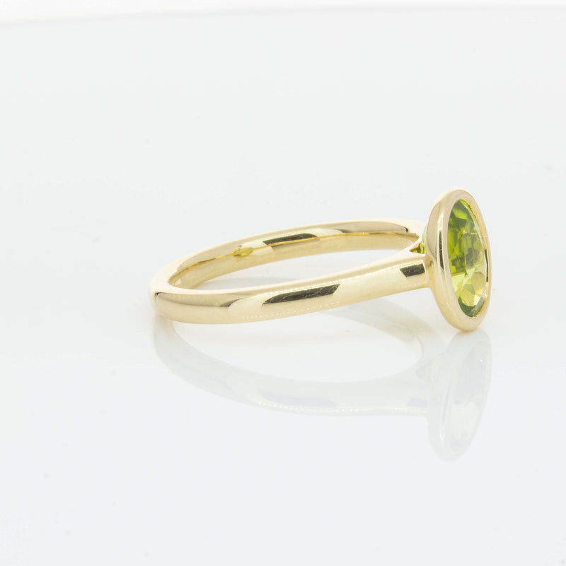 9ct Yellow Gold Peridot Rubover Set Ring - Ring - Walker & Hall