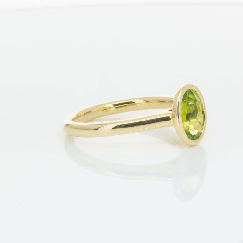 9ct Yellow Gold Peridot Rubover Set Ring - Ring - Walker & Hall