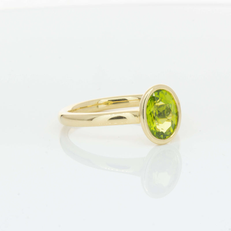 9ct Yellow Gold Peridot Rubover Set Ring - Ring - Walker & Hall