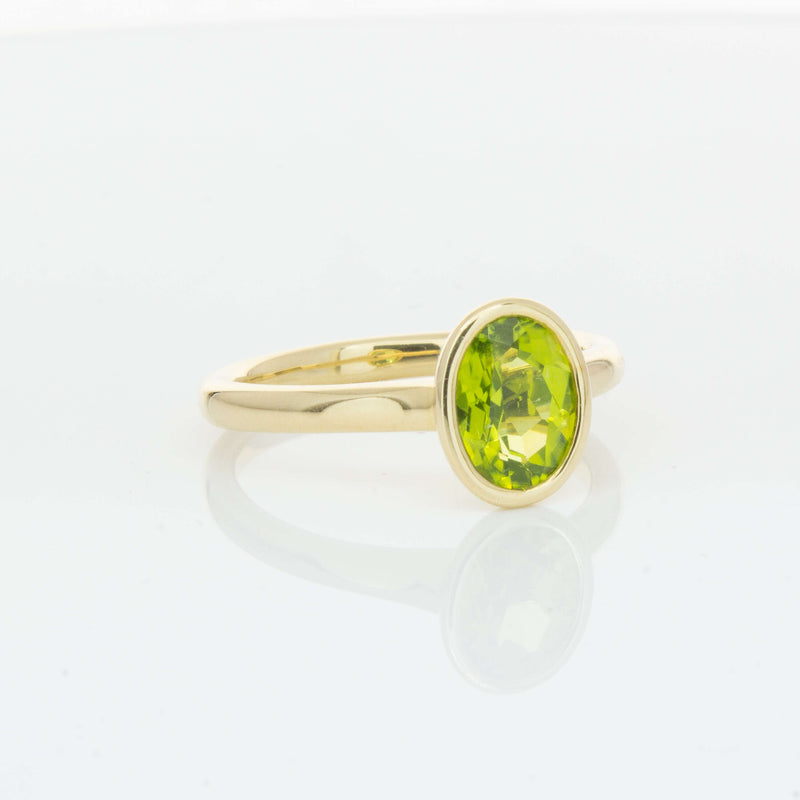 9ct Yellow Gold Peridot Rubover Set Ring - Ring - Walker & Hall