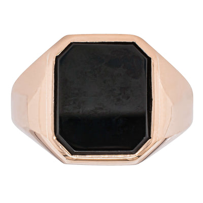Deja Vu 10ct Rose Gold Onyx Signet Ring - Ring - Walker & Hall