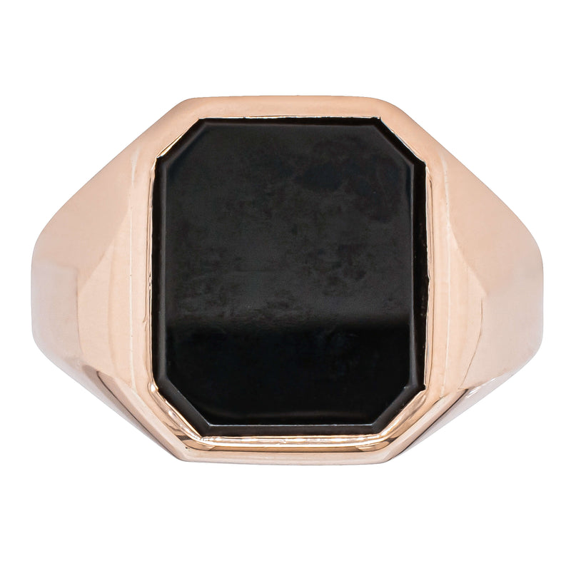 Deja Vu 10ct Rose Gold Onyx Signet Ring - Ring - Walker & Hall