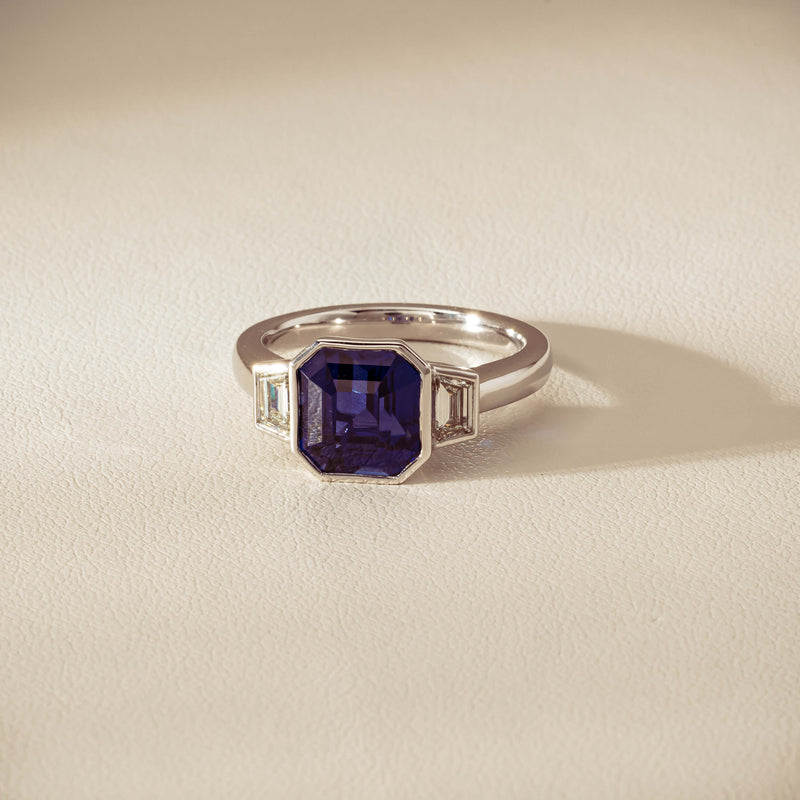 Platinum 5.06ct Sapphire & Diamond Ring - Ring - Walker & Hall