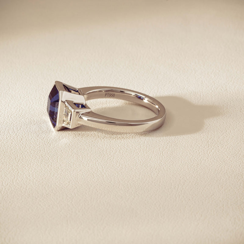 Platinum 5.06ct Sapphire & Diamond Ring - Ring - Walker & Hall