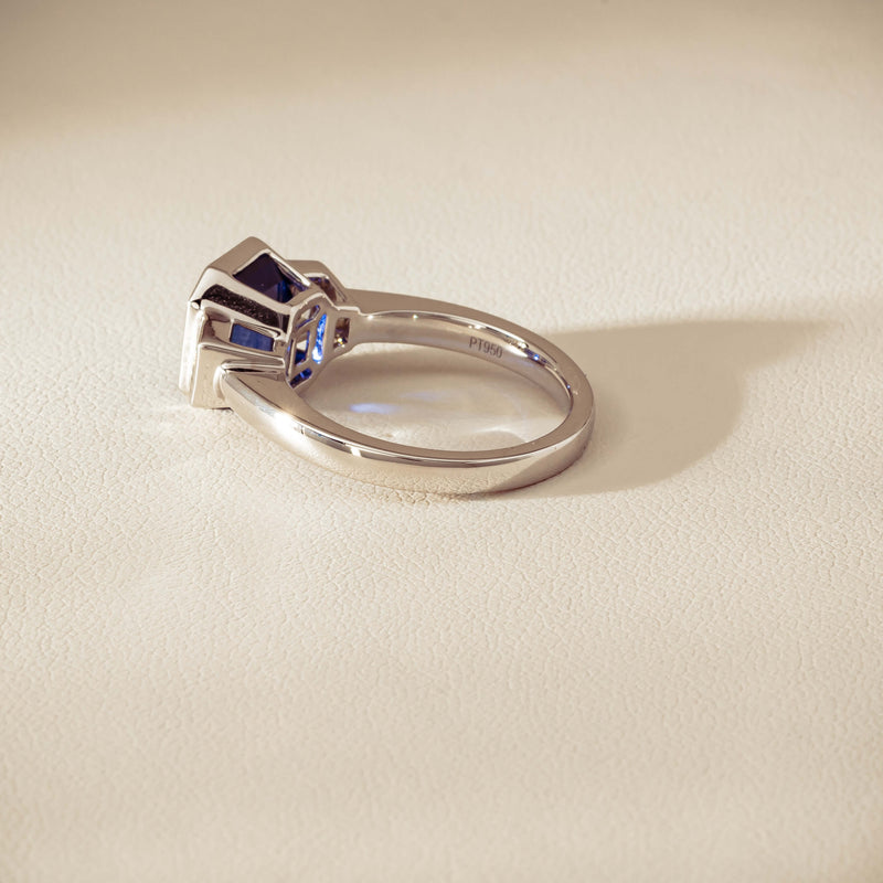 Platinum 5.06ct Sapphire & Diamond Ring - Ring - Walker & Hall