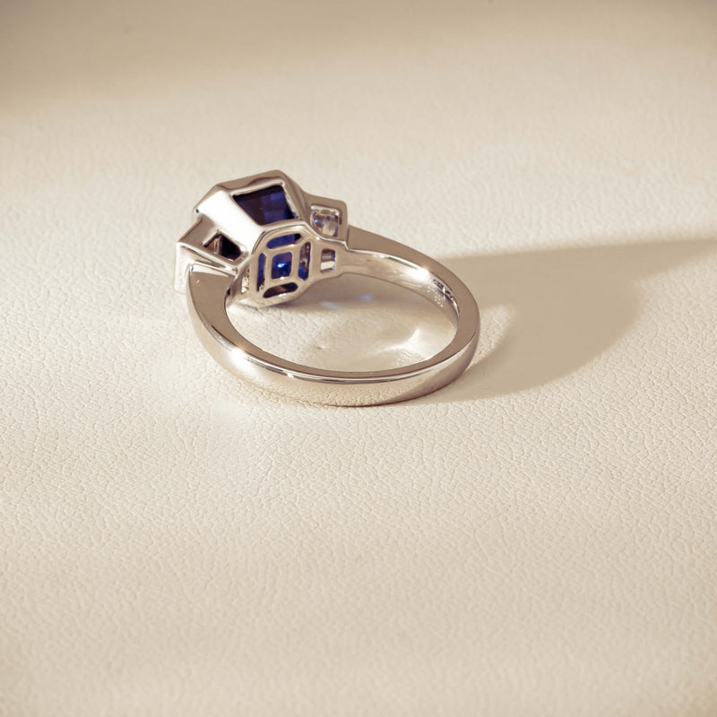 Platinum 5.06ct Sapphire & Diamond Ring - Ring - Walker & Hall