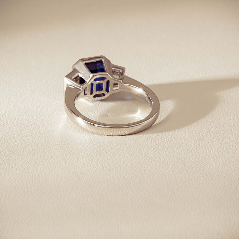 Platinum 5.06ct Sapphire & Diamond Ring - Ring - Walker & Hall