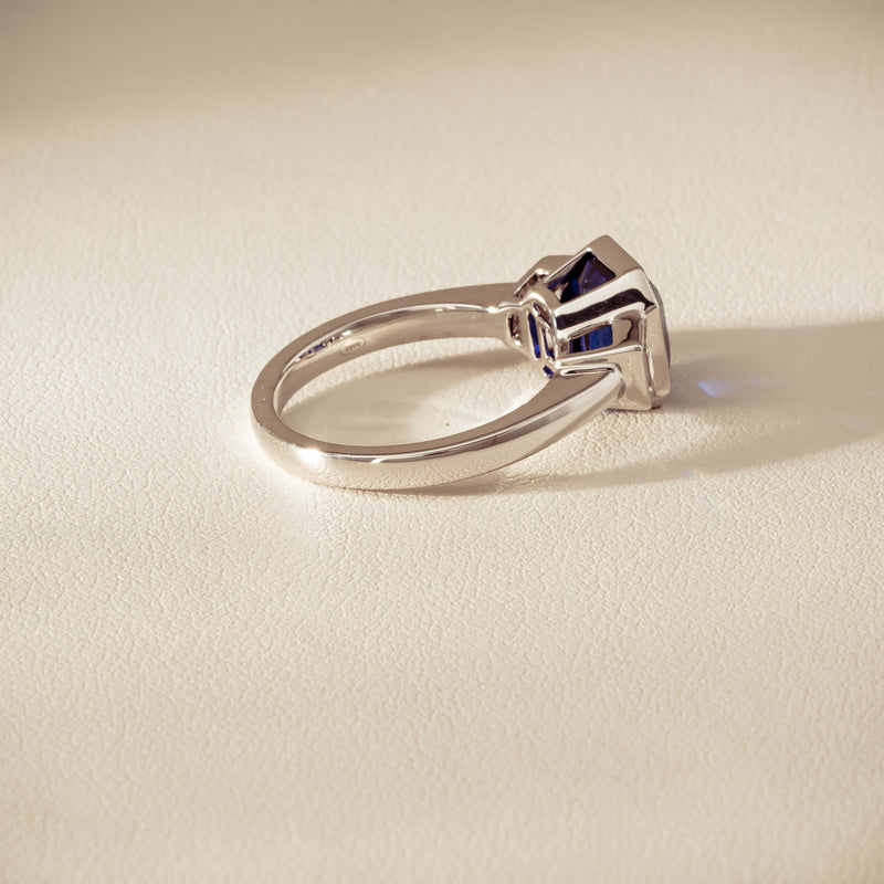 Platinum 5.06ct Sapphire & Diamond Ring - Ring - Walker & Hall