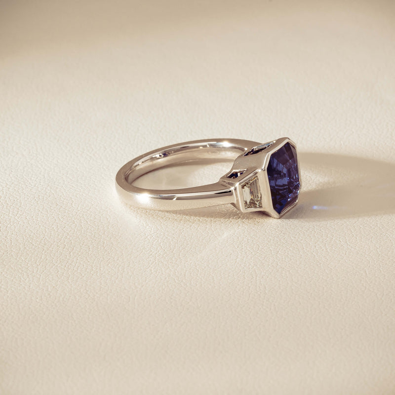 Platinum 5.06ct Sapphire & Diamond Ring - Ring - Walker & Hall