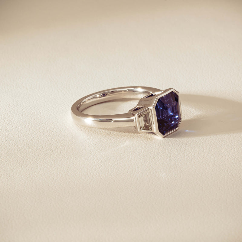 Platinum 5.06ct Sapphire & Diamond Ring - Ring - Walker & Hall