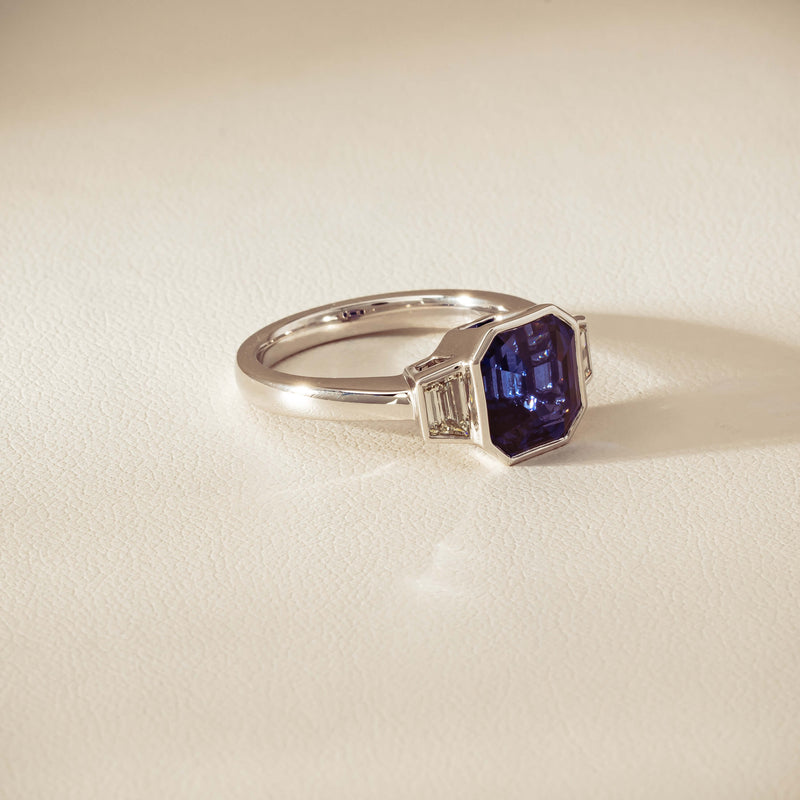 Platinum 5.06ct Sapphire & Diamond Ring - Ring - Walker & Hall
