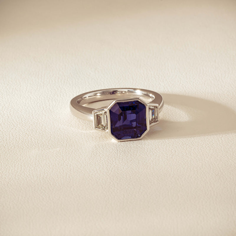 Platinum 5.06ct Sapphire & Diamond Ring - Ring - Walker & Hall