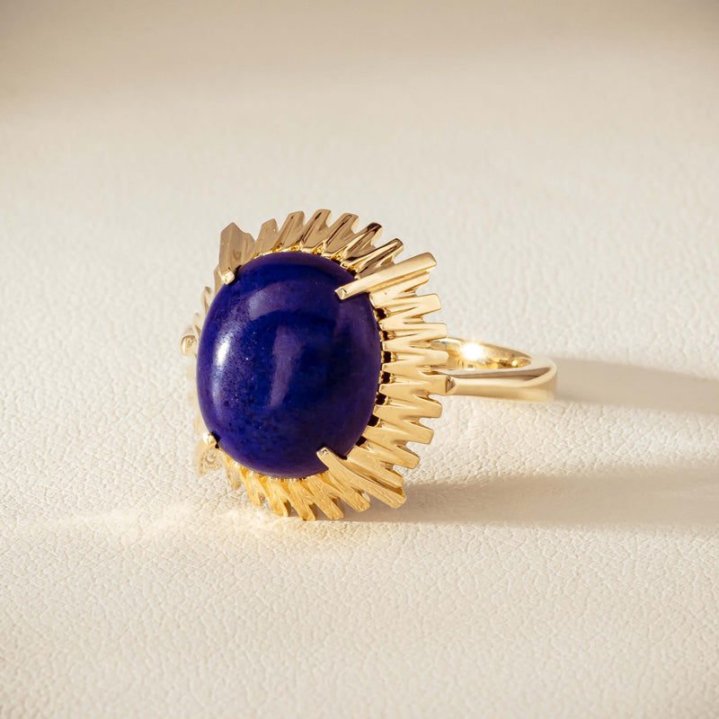 9ct Yellow Gold Lapis Meteor Ring - Ring - Walker & Hall