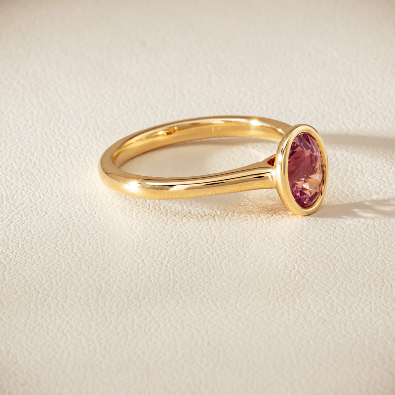9ct Yellow Gold Pink Tourmaline Rubover Set Ring - Ring - Walker & Hall