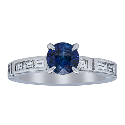 Deja Vu 18ct White Gold 1.00ct Sapphire & Diamond Ring - Ring - Walker & Hall
