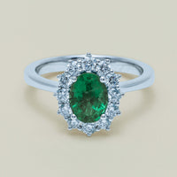18ct White Gold 1.10ct Emerald & Diamond Belle Ring - Ring - Walker & Hall