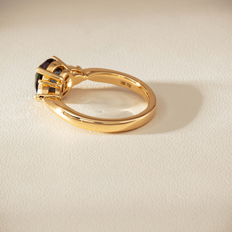 18ct Yellow Gold 2.63ct Green Sapphire & Diamond Ayla Ring - Ring - Walker & Hall