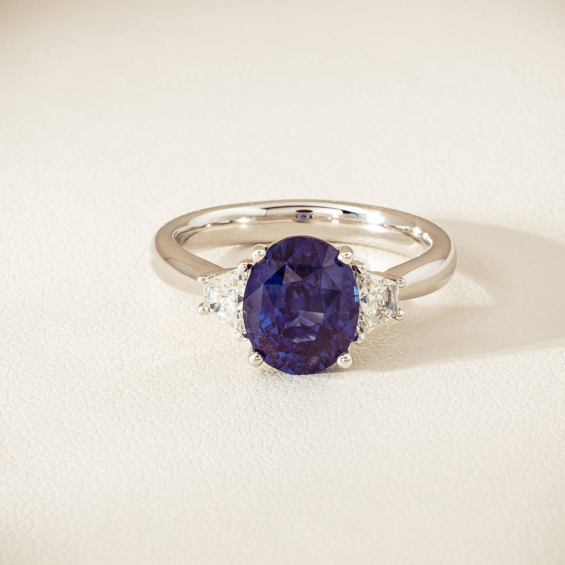 18ct White Gold 4.05ct Sapphire & Diamond Ring - Ring - Walker & Hall