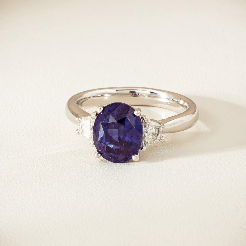 18ct White Gold 4.05ct Sapphire & Diamond Ring - Ring - Walker & Hall