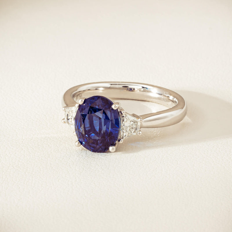 18ct White Gold 4.05ct Sapphire & Diamond Ring - Ring - Walker & Hall