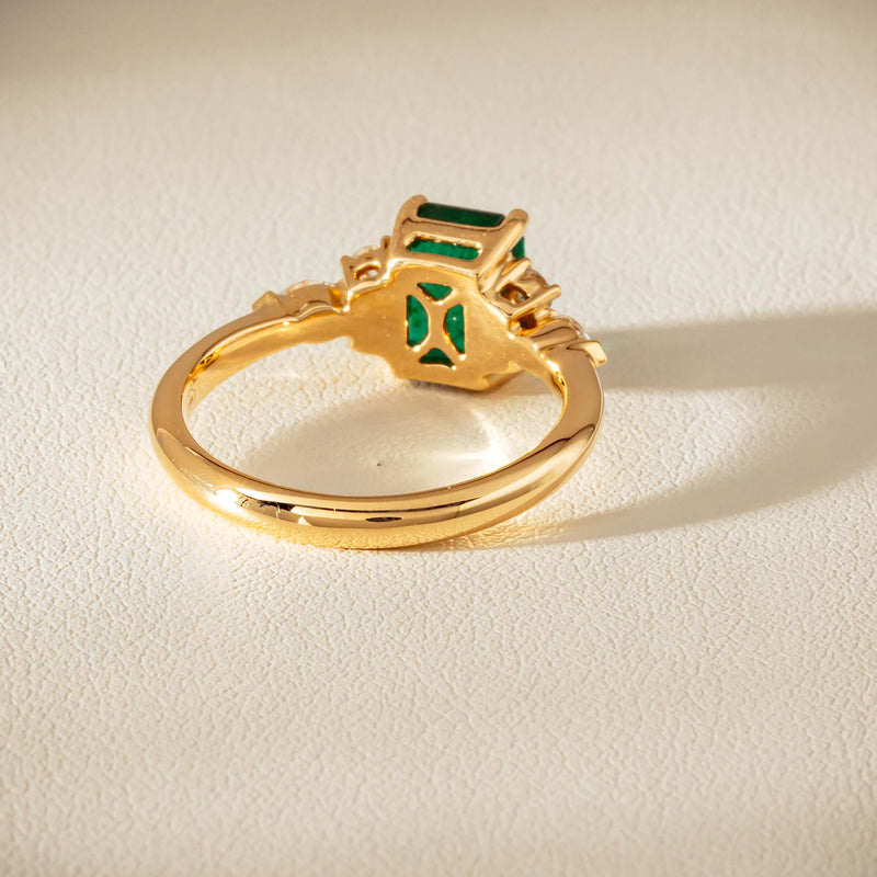 18ct Yellow Gold 1.63ct Emerald & Diamond Oriana Ring - Ring - Walker & Hall