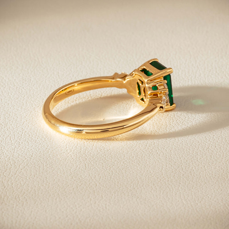 18ct Yellow Gold 1.63ct Emerald & Diamond Oriana Ring - Ring - Walker & Hall