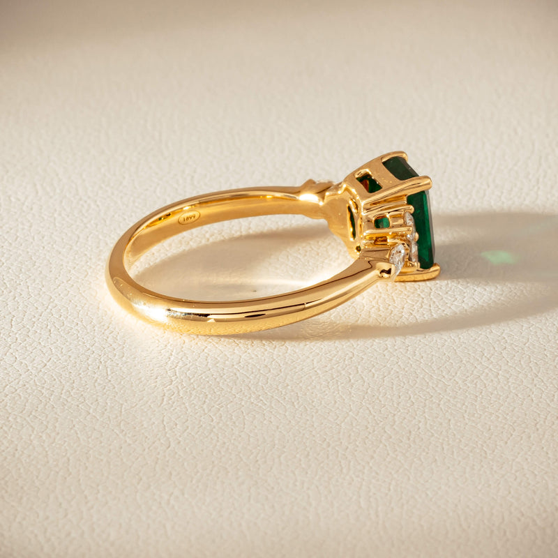 18ct Yellow Gold 1.63ct Emerald & Diamond Oriana Ring - Ring - Walker & Hall