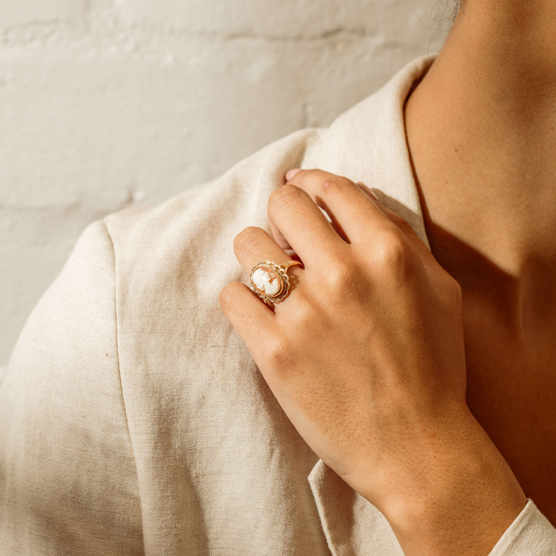 Deja Vu 9ct Yellow Gold Cameo Ring - Ring - Walker & Hall