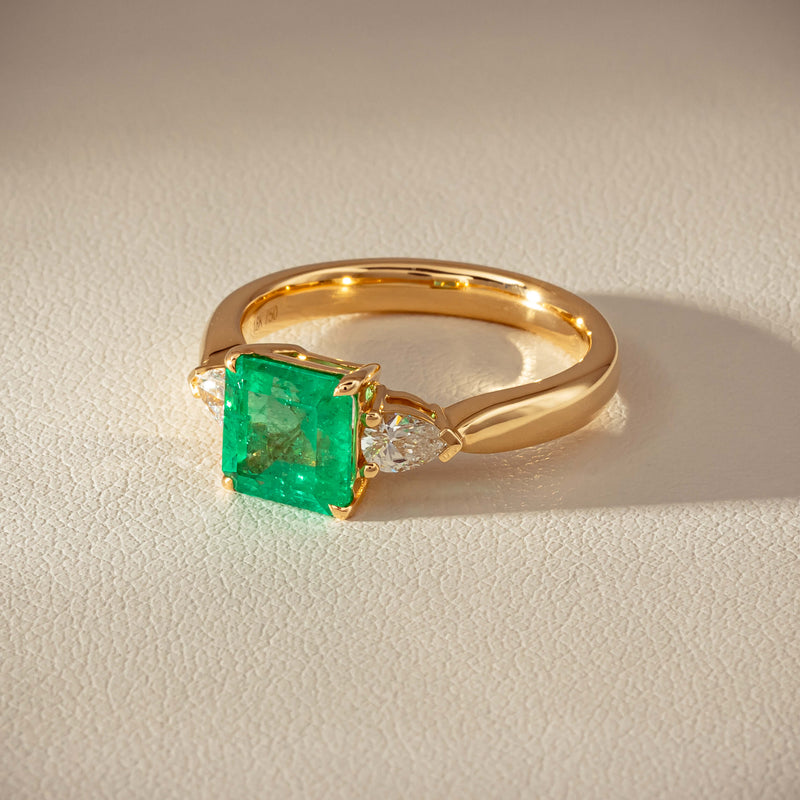 18ct Yellow Gold 1.83ct Emerald & Diamond Ayla Ring - Ring - Walker & Hall