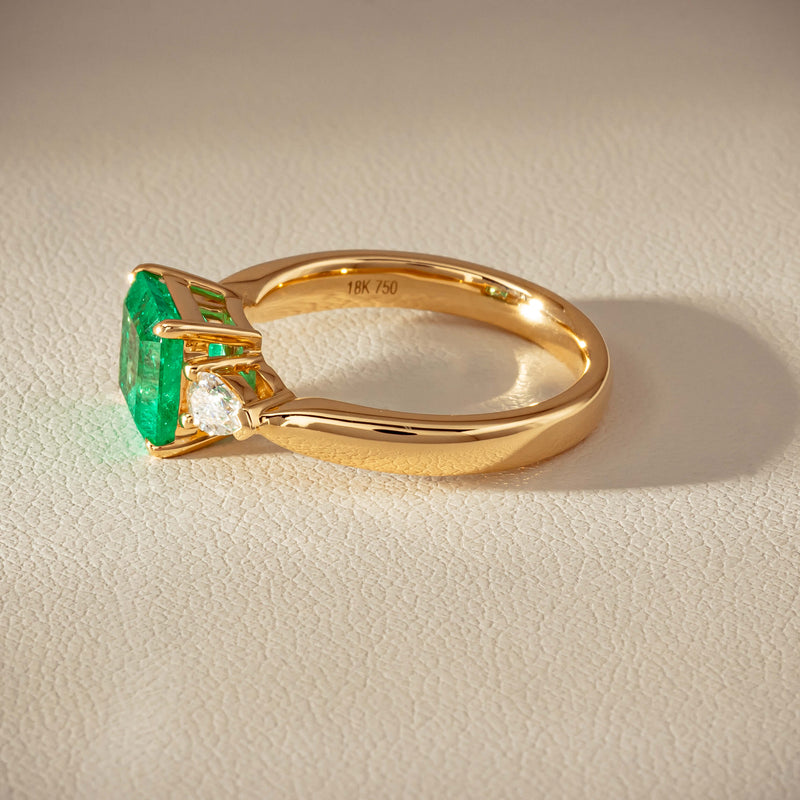 18ct Yellow Gold 1.83ct Emerald & Diamond Ayla Ring - Ring - Walker & Hall