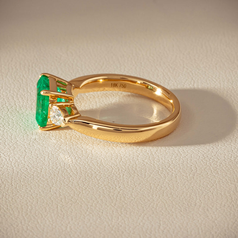 18ct Yellow Gold 1.83ct Emerald & Diamond Ayla Ring - Ring - Walker & Hall