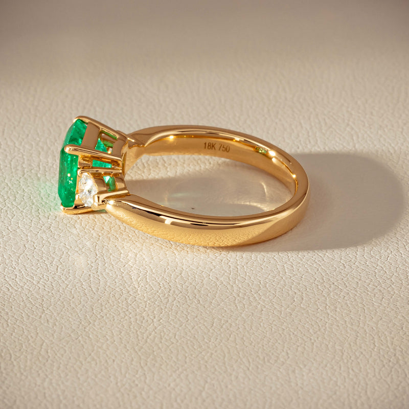 18ct Yellow Gold 1.83ct Emerald & Diamond Ayla Ring - Ring - Walker & Hall