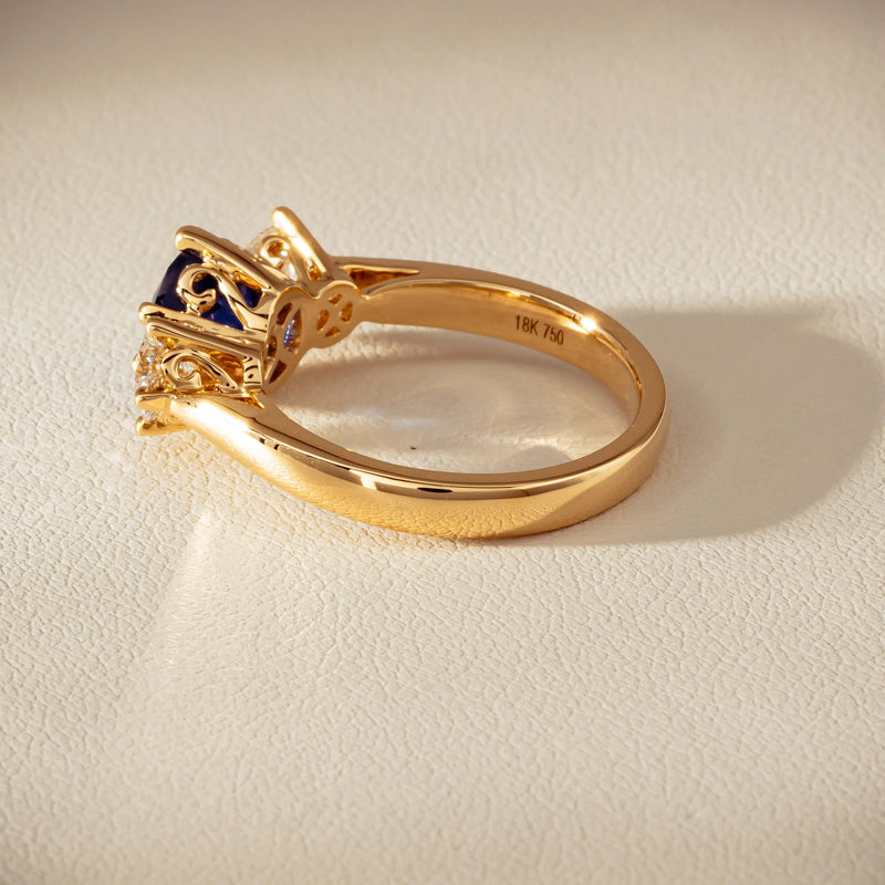 18ct Yellow Gold 2.03ct Sapphire & Diamond Coronado Ring - Ring - Walker & Hall