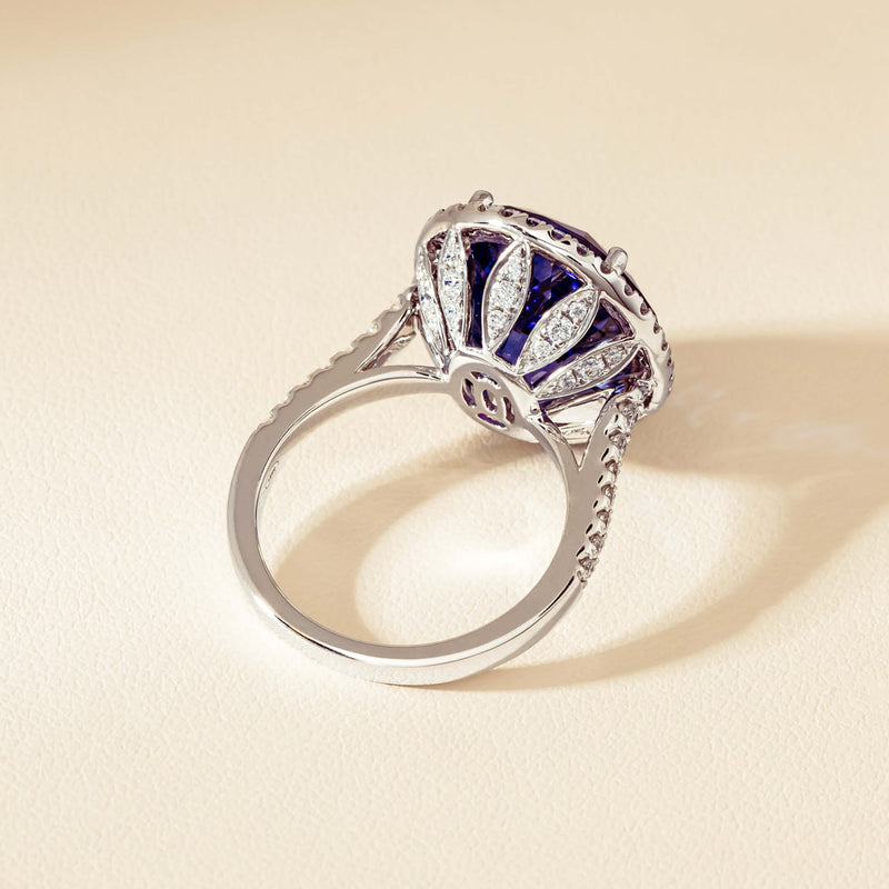 18ct White Gold 12.87ct Tanzanite & Diamond Sierra Ring - Ring - Walker & Hall