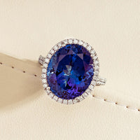 18ct White Gold 12.87ct Tanzanite & Diamond Sierra Ring - Ring - Walker & Hall
