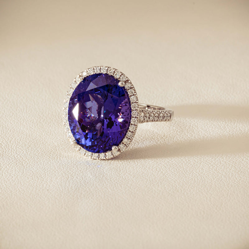 18ct White Gold 12.87ct Tanzanite & Diamond Sierra Ring - Ring - Walker & Hall