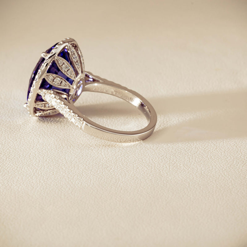 18ct White Gold 12.87ct Tanzanite & Diamond Sierra Ring - Ring - Walker & Hall