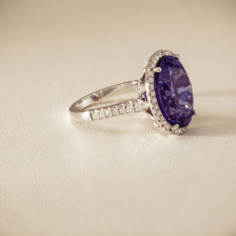 18ct White Gold 12.87ct Tanzanite & Diamond Sierra Ring - Ring - Walker & Hall