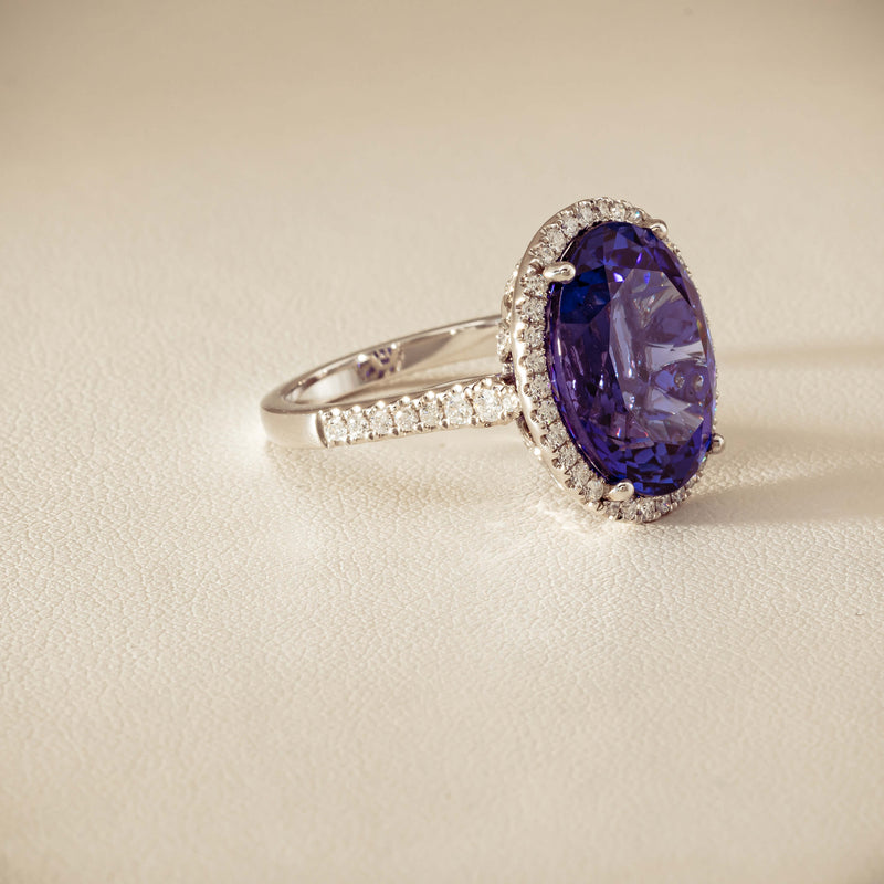 18ct White Gold 12.87ct Tanzanite & Diamond Sierra Ring - Ring - Walker & Hall