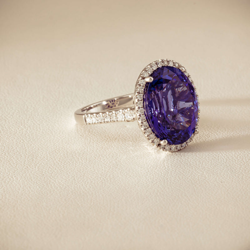 18ct White Gold 12.87ct Tanzanite & Diamond Sierra Ring - Ring - Walker & Hall