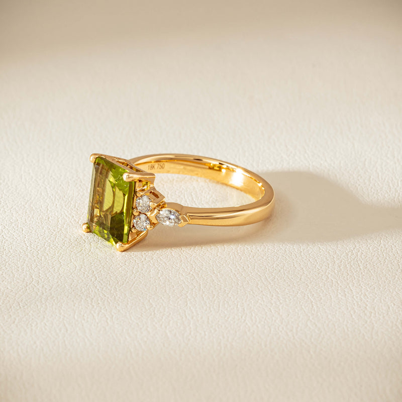 18ct Yellow Gold 2.89ct Peridot & Diamond Oriana Ring - Ring - Walker & Hall